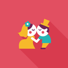 wedding couple flat icon with long shadow,eps10