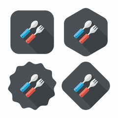 dishware and cutlery flat icon with long shadow,eps10