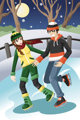 Couple ice skating