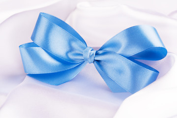 Blue ribbon satin bow