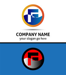 Fototapeta premium Letter F logo icon design template elements. Vector round sign
