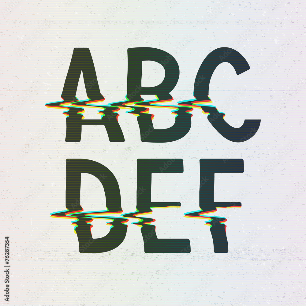 Poster vector cmyk print distortion font from a to f