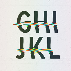 Vector CMYK Print Distortion Font from G to L