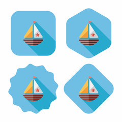 Sailboat flat icon with long shadow,eps10