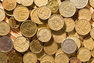 coins on the table as a background
