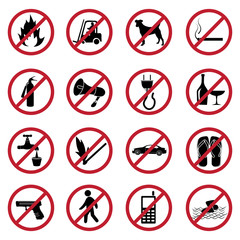 Prohibited icons set