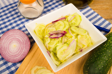 Preparing a cucumber salad