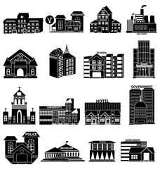 Public buildings icons set - 76289996