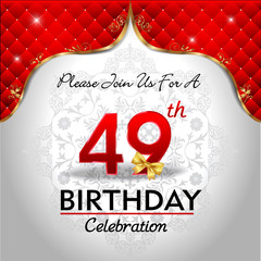 celebrating 49 years birthday, Golden red royal background