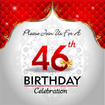 celebrating 46 years birthday, Golden red royal background