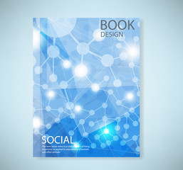 Cover report social network background with media, vector illust