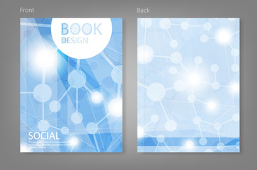 Cover report social network background with media, vector illust