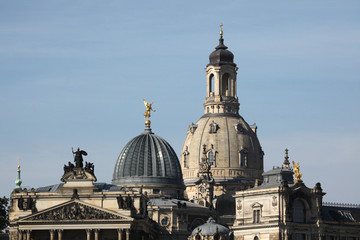 Fototapeta na wymiar Frauenkirche and the Academy of Fine Arts in Dresden, Saxony, Ge