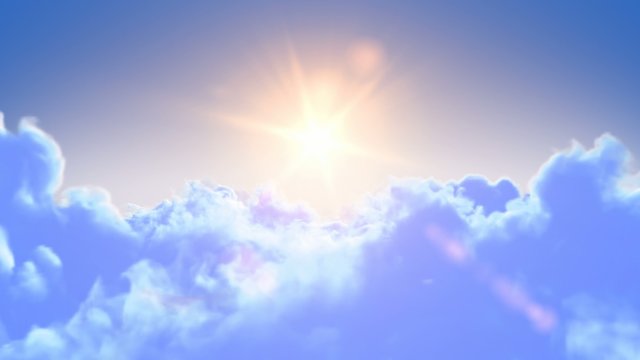 Slow flight above the clouds. 3d animation, loop. 4K