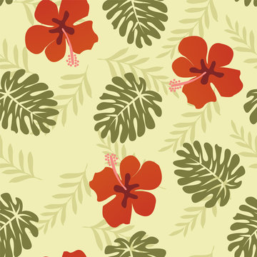 Hawaiian Pattern Tropical leaves - Illustration