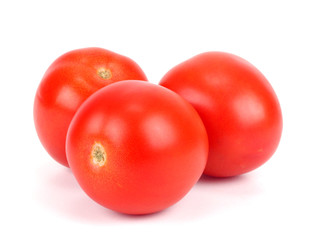 Three tomatoes isolated on white background