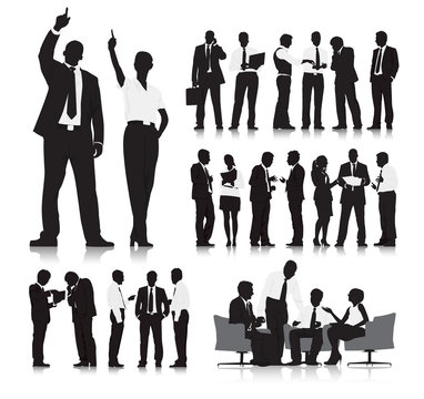 Business People Silhouette Collection Team Teamwork Concept