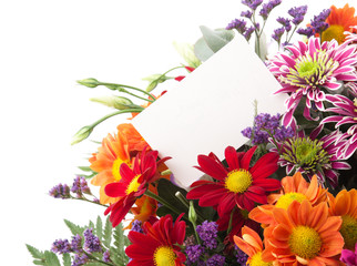 flowers with blank card