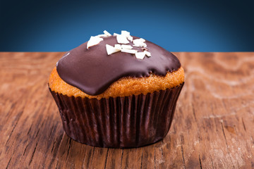 cupcake in chocolate glaze