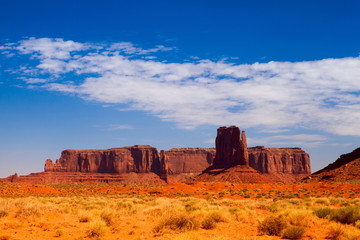 Iconic peaks of rock formations in the Navajo Park of Monument V