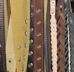 background of leather belts