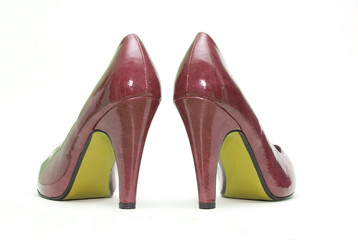 Womens high heels on white background