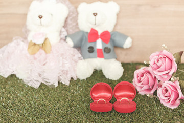 Romantic toy Bear in wedding secne