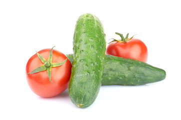 Ripe vegetables isolated on white background