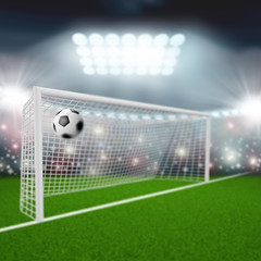 Fototapeta premium soccer ball flies into the goal