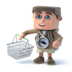 3d Hiker goes shopping