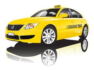 Fototapeta na wymiar Car Cab Taxi Public Shiny Performance Concept