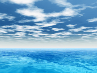 Conceptual blue sea or ocean water with sky