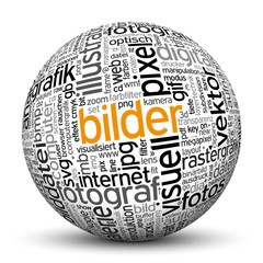 Kugel, Bilder, Tags, Word Cloud, Text Cloud, Keyw&ouml;rter, Sphere