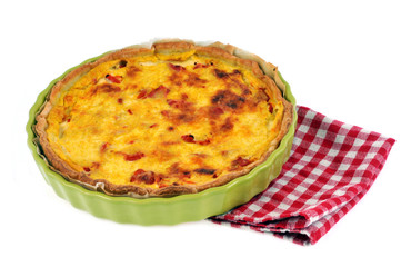 Tarte au poulet, curry et poivrons rouges