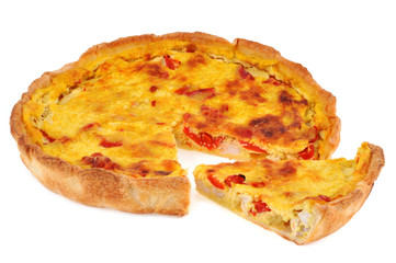 Tarte au curry, poulet et poivrons rouges