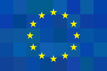 European union flag on unusual blue squares background.