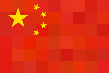 China Flag. Original proportion and colors. Geometric unusual