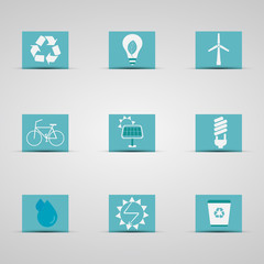 Eco friendly icon set in lovely blue and silver design