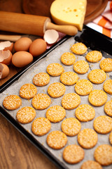 Cheese Biscuits on wooden background