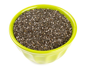 chia seeds in a bowl isolated on white