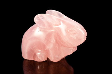 Carved rose quartz rabbit
