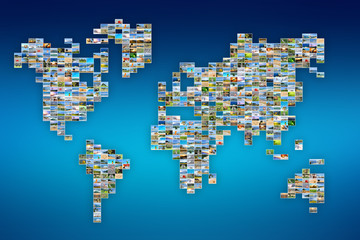 Obraz premium World map with photos