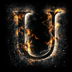 Fire alphabet. Letter U. © ornitozavr