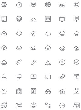 Network and cloud services icon set