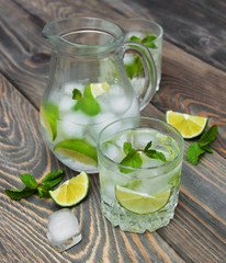 Cold fresh lemonade drink
