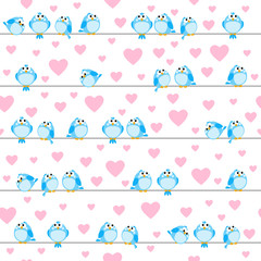 Seamless pattern with cute birds