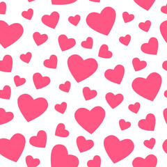 Seamless pattern with pink hearts