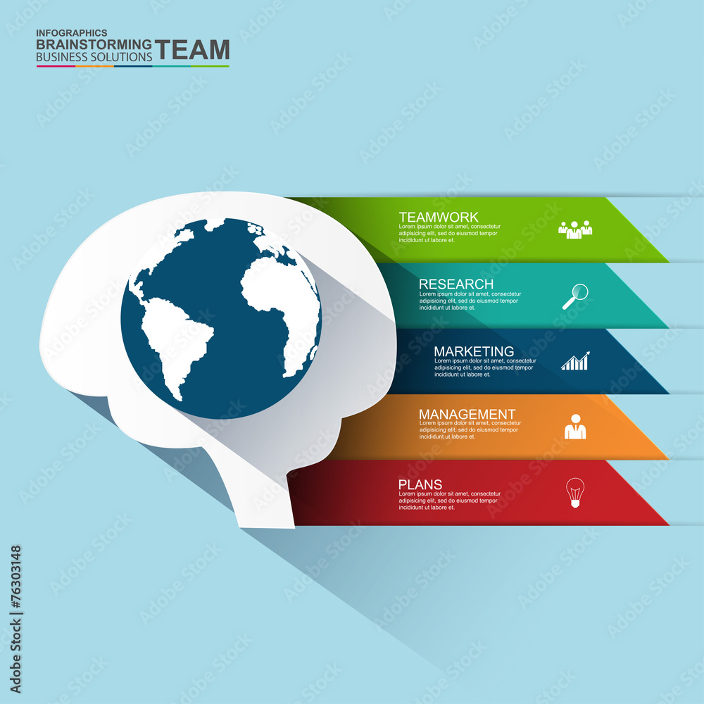 Poster Flat design concepts for teamwork and brainstorming infographic