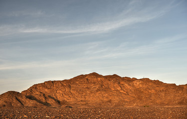 Mountains in gravel desert, Oman