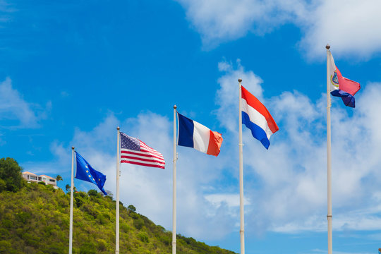 International Flags in Caribbean